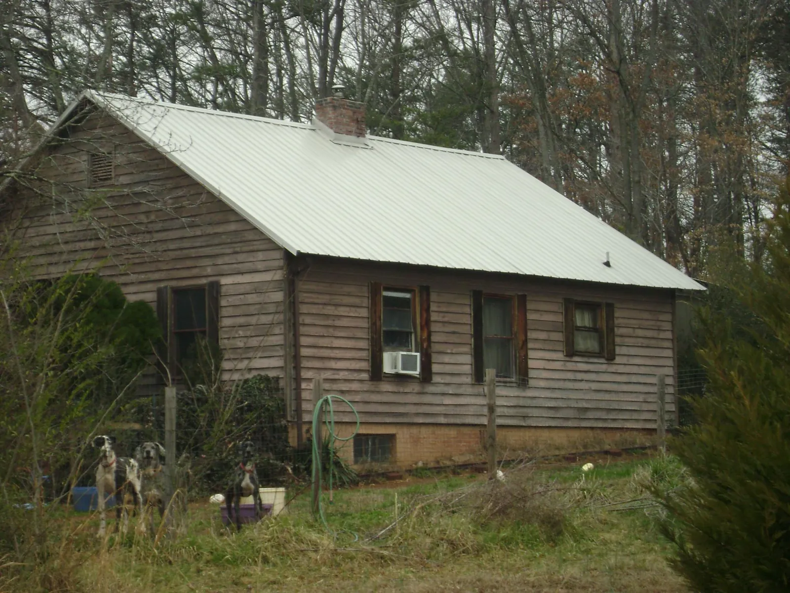 White metal roof on an old wood sided farmhouse, from a Asphalt Shingle Roof Repair job in Williams Bay